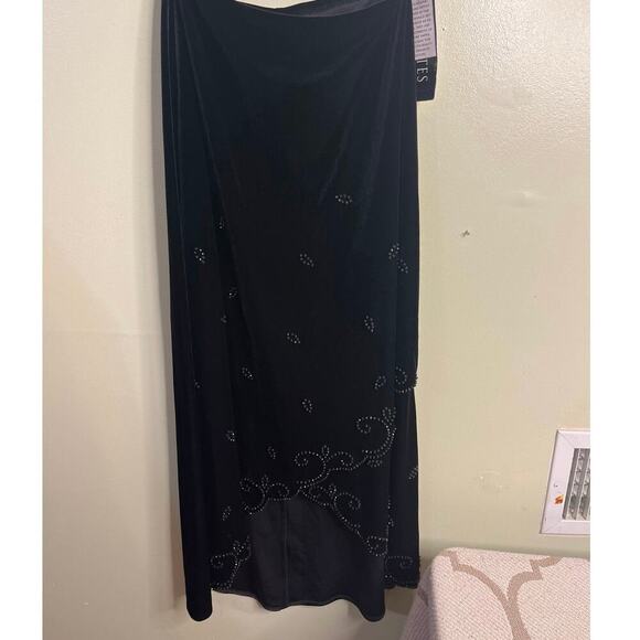 Vintage J.R. Nites by Caliendo velvet high low beaded formal skirt, size 8 - Picture 8 of 13